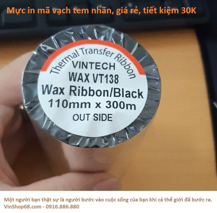 Mực in mã vạch/ Ribbon/ Ruy băng mực Vintech Wax VT138